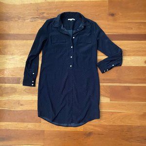 GAP BUTTON DOWN SHIRT DRESS NAVY WITH BLUE CHEVRON SZ: SMALL